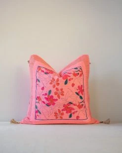 Soil To Studio Teejan Linen Throw Pillow Cover - Bright Pink
