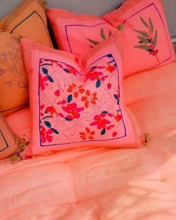 Soil To Studio Teejan Linen Throw Pillow Cover - Bright Pink