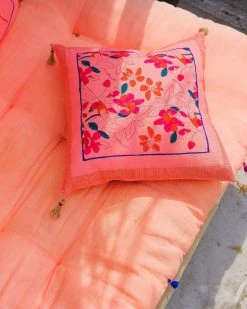 Soil To Studio Teejan Linen Throw Pillow Cover - Bright Pink