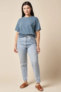 The Standard Stitch Made In USA Boxy Crew - Stone Blue