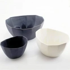 The Bright Angle Porcelain Nesting Bowl Set - Silk White Home Goods