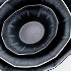 The Bright Angle Porcelain Nesting Bowl Set - Mica Black