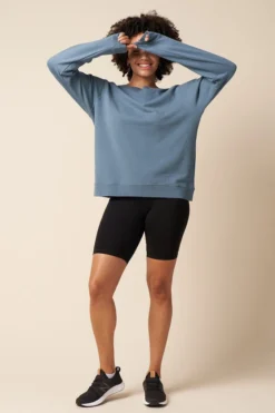 The Standard Stitch College Sweatshirt - Stone Blue Made In USA