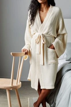 Ettitude Best Sellers Unisex Bamboo Waffle Robe - Natural