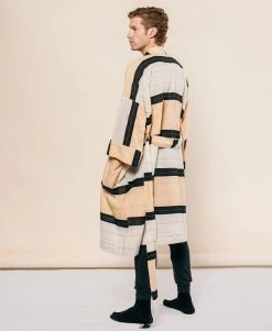 Anchal Stripe Unisex Robe - Ivory