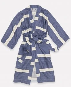 Anchal Stripe Unisex Robe - Slate