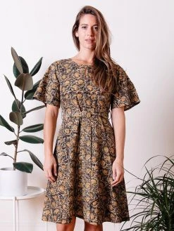 Mata Traders Varanasi Olive Flutter Dress Best Sellers