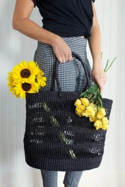 Swahili African Modern Veta Vera Raven Lace Weave Shopper Bag