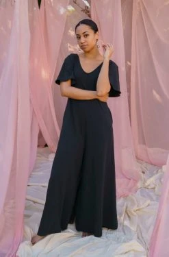 Mien Villa Flutter Sleeve Jumpsuit Clothing