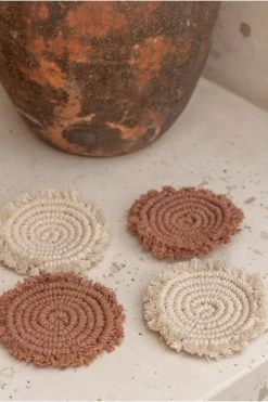 Village Thrive Mixed Macrame Coaster Set Home Goods