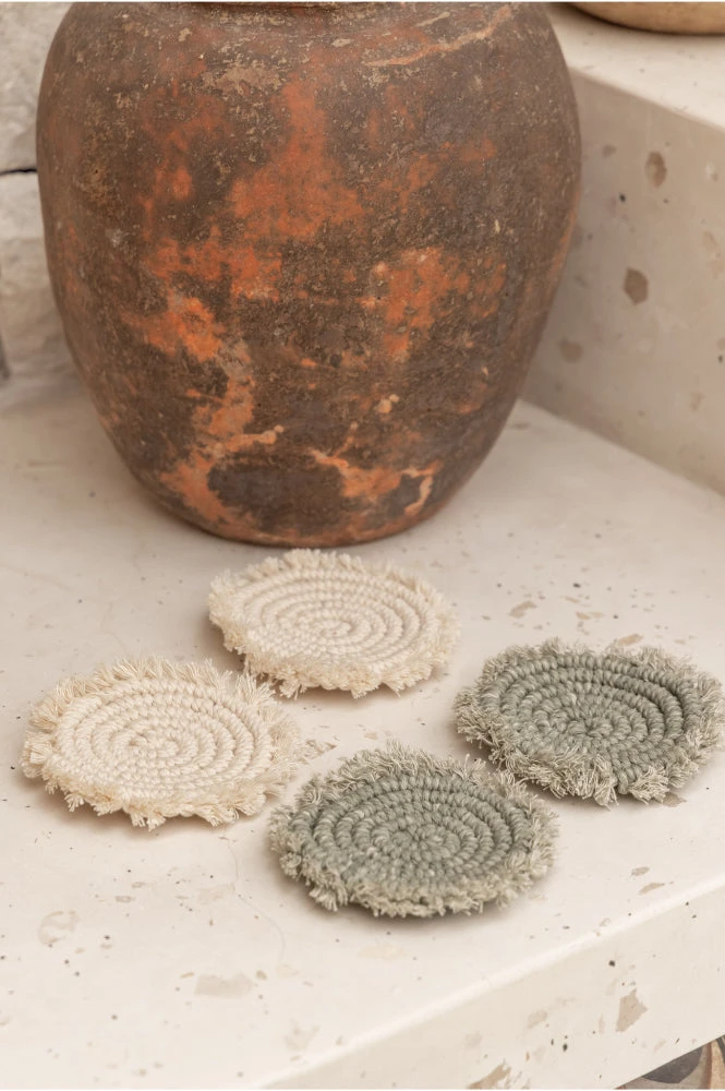 Village Thrive Mixed Macrame Coaster Set Home Goods 6 Village Thrive Mixed Macrame Coaster Set Home Goods