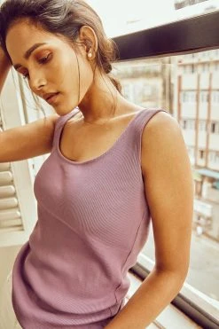 No Nasties Wide-Neck Ribbed Tank Top Clothing