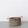 Will & Atlas Home Goods Large Jute Basket - Charcoal Stripe