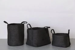 Will & Atlas Home Goods Small Jute Basket - Charcoal