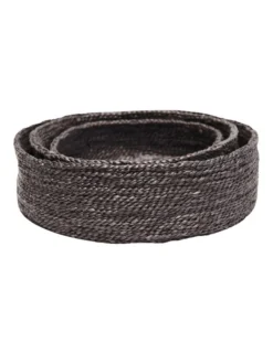 Will & Atlas Trio Of Round Jute Baskets - Charcoal