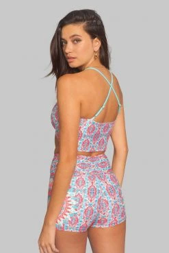 Wolven Activewear + Athleisure Crossover Recycled High-Waisted Short - Amalfi