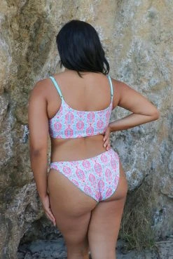 Wolven Reversible Ruched Recycled Swimsuit Top - Amalfi