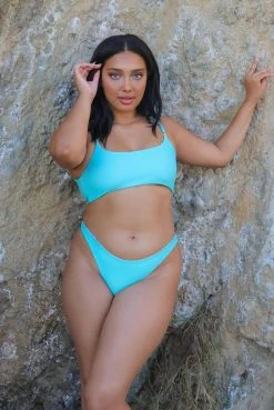 Wolven Reversible Ruched Recycled Swimsuit Top - Amalfi