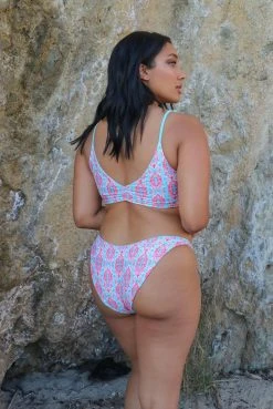 Wolven Reversible Ruched Recycled Swimsuit Top - Amalfi