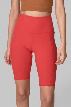 Wolven Best Sellers Recycled Bike Short With Pockets - Cayenne