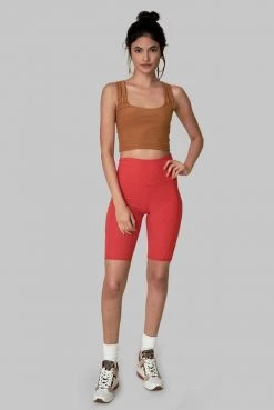 Wolven Best Sellers Recycled Bike Short With Pockets - Cayenne