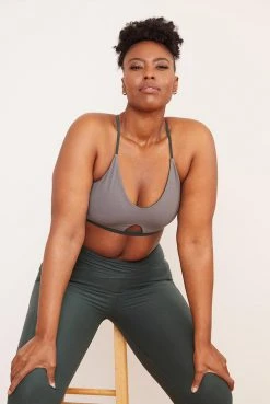 Wolven Activewear + Athleisure Reversible Crisscross Recycled Bra - Thyme