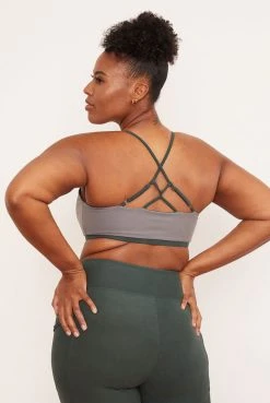 Wolven Activewear + Athleisure Reversible Crisscross Recycled Bra - Thyme