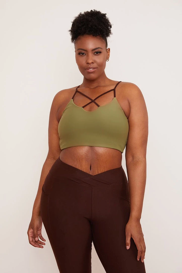 Wolven Reversible Crisscross Four-Way Recycled Top - Chai Activewear + Athleisure 5 Wolven Reversible Crisscross Four-Way Recycled Top - Chai Activewear + Athleisure