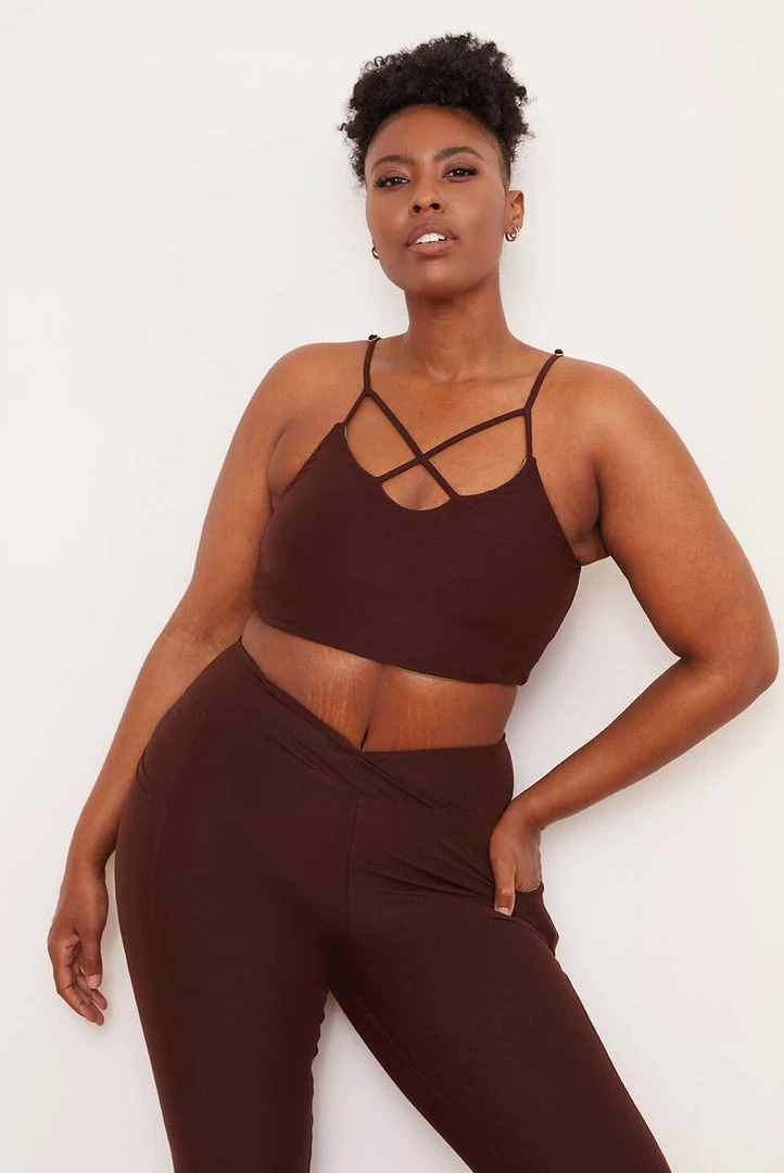 Wolven Reversible Crisscross Four-Way Recycled Top - Chai Activewear + Athleisure 3 Wolven Reversible Crisscross Four-Way Recycled Top - Chai Activewear + Athleisure