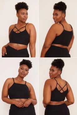 Wolven Activewear + Athleisure Reversible Crisscross Four-Way Recycled Top - Onyx