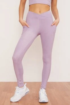 Wolven Recycled Crossover Pocket Legging - Lavender
