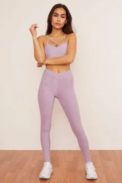 Wolven Recycled Crossover Pocket Legging - Lavender