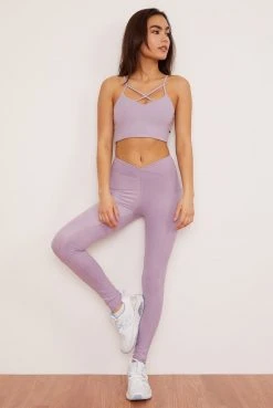 Wolven Recycled Crossover Pocket Legging - Lavender
