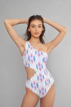 Wolven Reversible One Shoulder Recycled Swimsuit - Elektriflora