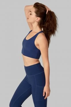 Wolven Activewear + Athleisure Recycled Yoga Top - Indigo