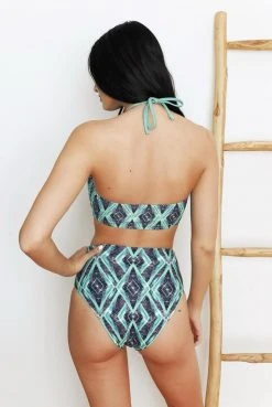 Wolven Reversible High-Waisted Recycled Bikini Bottom - Jungle