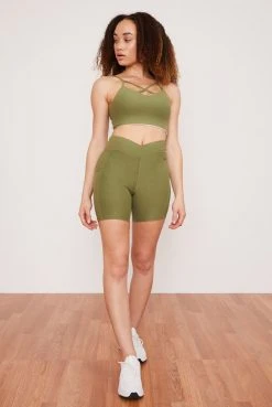 Wolven Recycled Midi Bike Short - Eucalyptus Activewear + Athleisure