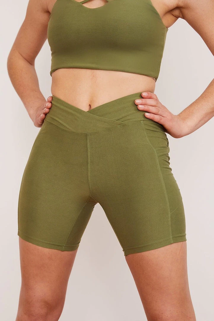 Wolven Recycled Midi Bike Short - Eucalyptus Activewear + Athleisure 3 Wolven Recycled Midi Bike Short - Eucalyptus Activewear + Athleisure