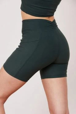 Wolven Activewear + Athleisure Recycled Midi Bike Short - Thyme
