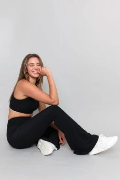 Wolven Activewear + Athleisure Recycled Bell Bottom - Onyx