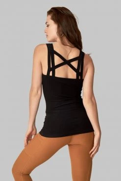 Wolven Double Cross Recycled Tank - Onyx