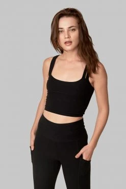 Wolven Double Cross Recycled Top - Onyx Activewear + Athleisure