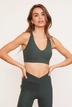 Wolven Activewear + Athleisure Recycled Racerback Bra - Thyme
