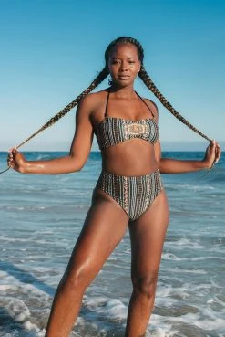 Wolven Reversible High-Waisted Recycled Bikini Bottom - Zephyr Best Sellers