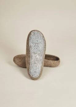 Kyrgies Women's Classic Sole Low Back Wool Slippers - Oatmeal Best Sellers