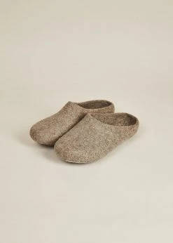 Kyrgies Women's Classic Sole Low Back Wool Slippers - Oatmeal Best Sellers
