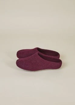 Kyrgies Women's Classic Sole Low Back Wool Slippers - Plum