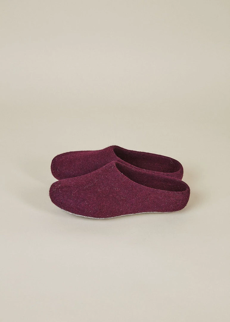 Kyrgies Women's Classic Sole Low Back Wool Slippers - Plum 3 Kyrgies Women's Classic Sole Low Back Wool Slippers - Plum