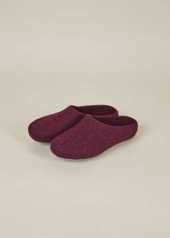 Kyrgies Women's Classic Sole Low Back Wool Slippers - Plum 12 Kyrgies Women's Classic Sole Low Back Wool Slippers - Plum