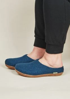 Kyrgies Best Sellers Women's Molded Sole Low Back Wool Slippers - Navy